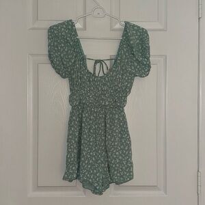 Altar’d State Green Floral Romper
